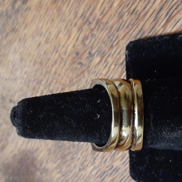 14K OVERLAY STERLING SILVER BLUE/ WHITE TOPAZ RING SIZE 7.5 - Picture 4 of 7